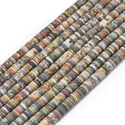 Нити бусин из натуральной красной яшмы пикассо/полихромной яшмы&nbsp;G-P575-B10-6x1mm