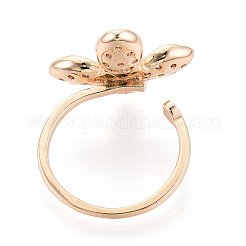 Оправы для колец-манжет из цветочной латуни с микропаве из прозрачного кубического циркония KK-T076-70G