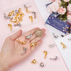 32 шт. 2-х цветная полукруглая латунная фурнитура для сережек-клипс KK-SC0004-21