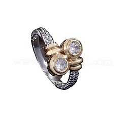 Плоские круглые латунные кольца с микропаве и прозрачным фианитом на палец&nbsp;FS-WGBC030-01