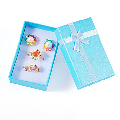 Прямоугольные бумажные подарочные коробки для хранения ювелирных изделий с бантом&nbsp;CON-TAC0014-09B