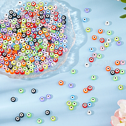 360шт 9 цвета прозрачные акриловые бусины с принтом OACR-DC0001-40