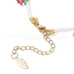 Браслеты с подвесками из стеклянного бисера в виде цветочных мотивов для женщин&nbsp;BJEW-MZ00306-03