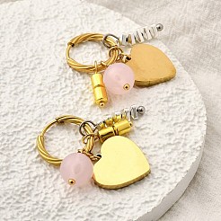 Серьги-кольца из нержавеющей стали 304 со стеклянными бусинами&nbsp;EJEW-D308-08PG