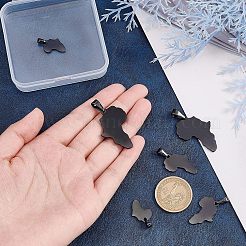 6個3スタイル304ステンレススチールペンダント  地図の形  ガンメタ色  18~34x14~26x1~2mm  2個/スタイル&nbsp;STAS-UN0037-83