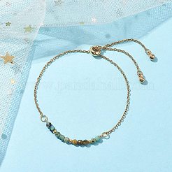 Ограненные круглые браслеты-слайдеры из натуральной африканской бирюзы (яшмы) BJEW-JB10233-01