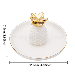 Porte-bague ananas en porcelaine&nbsp;DJEW-WH0010-66A