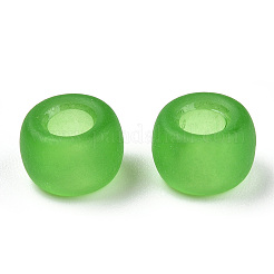 透明プラスチックビーズ  艶消し  バレル  ライムグリーン  9x6mm  穴：3.8mm  約1900個/500g&nbsp;KY-T025-01-A03