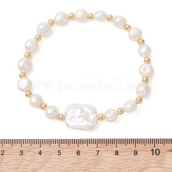 Stretch-Armbänder aus natürlichen Süßwasserzuchtperlen und Barockperlen (Keshi-Perlen) für Damen&nbsp;BJEW-JB13513