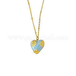 Collane con ciondolo a forma di cuore e fiore in ottone smaltato e catena a satelliti&nbsp;WGA6401-02