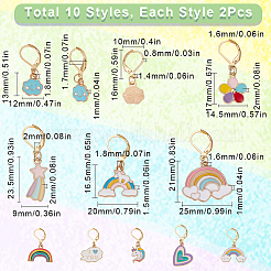 Маркеры петель с замком на тему радуги HJEW-SC0001-36