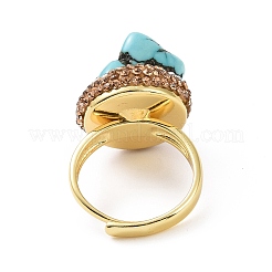Anillo ajustable de pepita de turquesa natural ajustable con pedrería&nbsp;RJEW-A011-10G