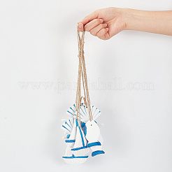 地中海スタイルの天然木製ペンダントオーナメント2個、2色  壁の装飾ドア吊り装飾  魚  ミックスカラー  31cm  1pc /カラー&nbsp;HJEW-FH0001-03