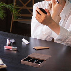 Деревянный магнит и бархатная коробочка для хранения вещей в форме куба CON-WH0200-06C