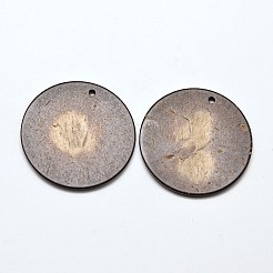 Дерево Ювелирных изделий плоской круглой кокосовые подвески COCO-E001-10C