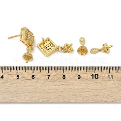 Латунные микро-паве кубические цирконии подвески серьги-гвоздики наборы фурнитуры KK-F891-14G
