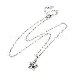 Colliers à pendentif étoile en acier inoxydable 304 avec chaîne câble pour hommes et femmes&nbsp;NJEW-K308-01B-P