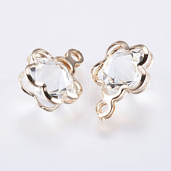 鉄ガラスのチャーム  花  ライトゴールド  15x11.5x8mm  穴：1.8mm&nbsp;IFIN-E747-19A-KCG