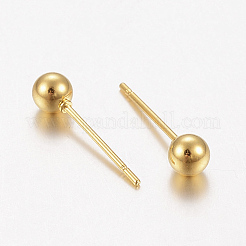 304ステンレススチールスタッドピアス  低刺激性のイヤリング  ラウンド  ゴールドカラー  16x4mm  ピン：0.8mm&nbsp;EJEW-F155-02G-B