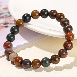 Braccialetti elasticizzati rotondi da donna in agata verde naturale dell'oceano&nbsp;PW-WG91270-01