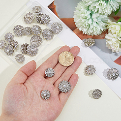 24 шт. 3 стиля пуговицы из сплава со стразами на ножке&nbsp;BUTT-HS0001-05P