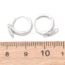 Серьги-кольца из стерлингового серебра с микропаве из прозрачных кубических цирконий с застежкой-молнией 925&nbsp;EJEW-K317-01P