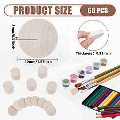 Необработанные деревянные плоские круглые вырезы&nbsp;WOOD-WH0050-042B