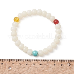 Elastische Armbänder aus 9 mm runden synthetischen Türkis-&nbsp;BJEW-TA00724