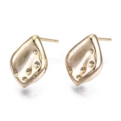 真鍮製スタッドピアスパーツ  ラインストーンのセッティングで  ニッケルフリー  菱形  18KGP本金メッキ  14x10mm  ピン：0.8mm  0.8~1.2mmのラインストーンに適する&nbsp;X-KK-T056-19G-NF