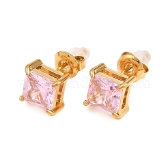Boucles d'oreilles à tige en acier inoxydable 304 avec micro pavé de zircones cubiques&nbsp;EJEW-Z165-01G-02