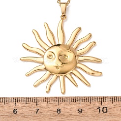 Halsketten mit Sonnenanhänger aus Edelstahl 304&nbsp;NJEW-K308-04C-G