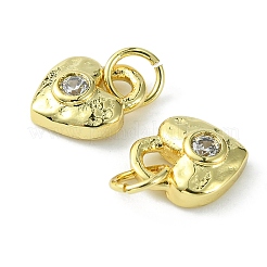 Porte micro ouvrent pendentifs zircone cubique en laiton de placage&nbsp;KK-K332-10G