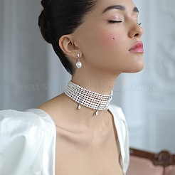 925 серебряное ожерелье с кисточкой из натурального пресноводного жемчуга с прозрачными кубическими цирконами SZ5473