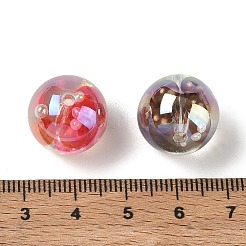 UVメッキ透明アクリルビーズ  虹色の  ラウンド  グリッターパウダー付き  ミックスカラー  16mm  穴：2mm&nbsp;AC-CBA6658-02