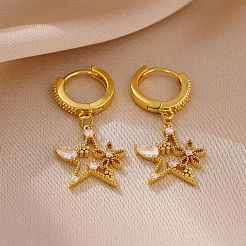 Pendientes de aro colgantes de circonita cúbica con micropavé de latón para mujer&nbsp;KK-CBADCD7-02G