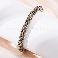 201 браслет-цепочка из нержавеющей стали с византийским узором BJEW-B078-174GP