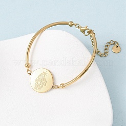 Браслеты из нержавеющей стали 304 Religion для женщин BJEW-F524-02C-G