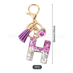 Porte-clés cœur en résine et alliage&nbsp;KEYC-TADJ0002-01G-H