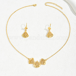 Элегантный комплект из полого веера из латуни с ожерельем и висячими серьгами RC4710