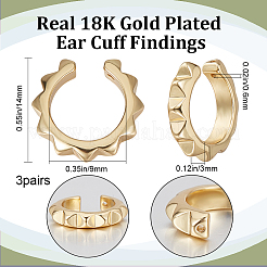 3 пара латунных ушных манжет KK-BBC0009-75
