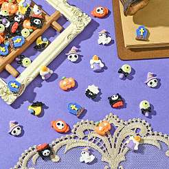 60 Stück 10 Stile Halloween Motiv opake Resin Decoden Cabochons&nbsp;CRES-CJ0001-69