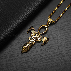 Египетский глаз гора анк крест 304 нержавеющая сталь кулон коробка цепи ожерелья для мужчин FS-WG917EC-02