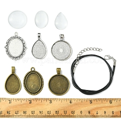 Наборы для самостоятельного изготовления ожерелий из сплава стекла и вощеного шнура DIY-FS0007-65