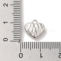 真鍮チャーム  ハート  プラチナ  10x10x4mm  穴：1.2mm&nbsp;KK-M274-01P