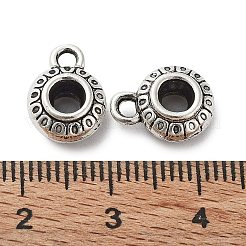チベットスタイルの合金チューブベイル  ループベイル  カドミウムフリー＆鉛フリー  フラットラウンド  アンティークシルバー  12x9x5mm  穴：1.4mm  内径：3.3mm  約769個/1000g&nbsp;FIND-A035-14AS