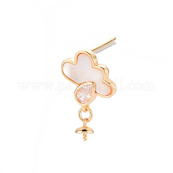 Серьги из латуни с микропейвом и прозрачным фианитом KK-T062-220G-NF