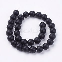 天然のブラックストーンビーズ連売り  ラウンド  ブラック  12mm  穴：1mm  約33個/連  15.7インチ&nbsp;G-R193-01-12mm