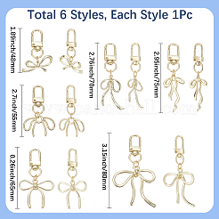 6 Stück 6 Stile Legierung Bowknot Anhänger Dekorationen&nbsp;HJEW-SP0001-66G