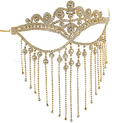 Маска для глаз с кисточками из цепочек из сплава страз для женщин AJEW-WH20064-54G