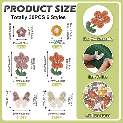 30 шт. 6 стиля цветочная компьютерная вышивка ткань нашивки на термоклей&nbsp;PATC-TA0001-36B